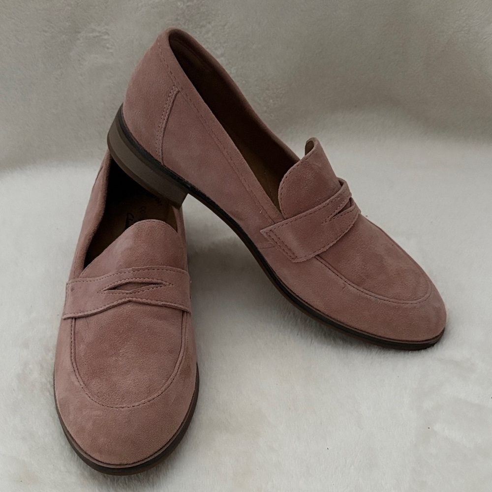 Clarks Dusty Pink Suede Loafers